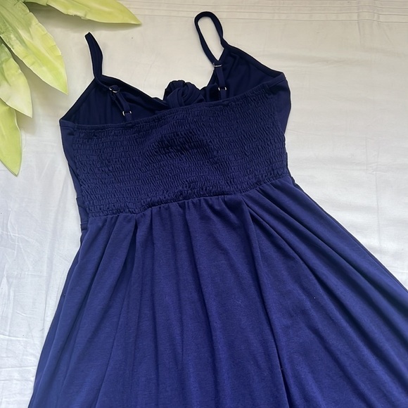 V-neck Midi Spaghetti Straps Backless Summer Sundress with Pockets - Picture 11 of 11